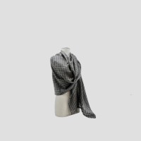 Black Small Check  Handmade Cashmere Shawl